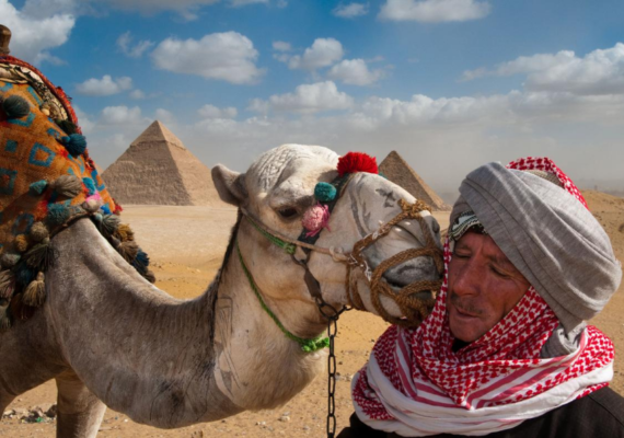 The Great Pyramids of Giza at sunset, a must-visit destination in Egypt.